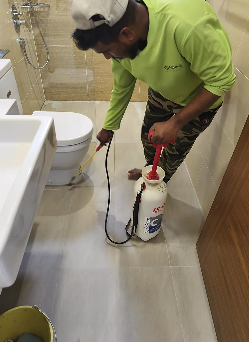 Astaka Holding Bathroom Waterproofing Project using Nanotechnology Waterproofing Solution to prevent any potential seepage or moisture issues.