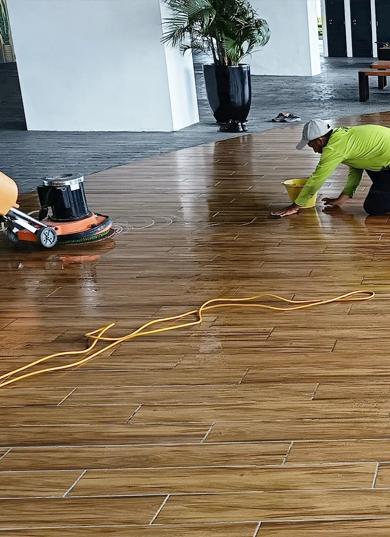 OSK Property Swimming Pool Walkway Anti-Slip Project applies our Nanotechnology anti-slip coating solution to reduce potential dangers of wet and slippery surfaces.