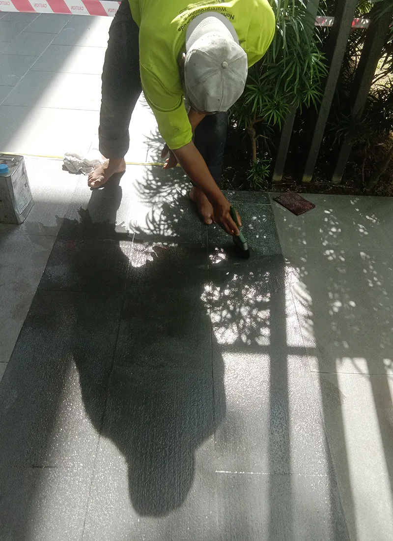 Our Nano-G Nanotechnology Anti-Slip Coating applied in Sheltered Walkway Anti-Slip Project for Jaya One to reduce slippery, hazardous tiles from heavy rain.