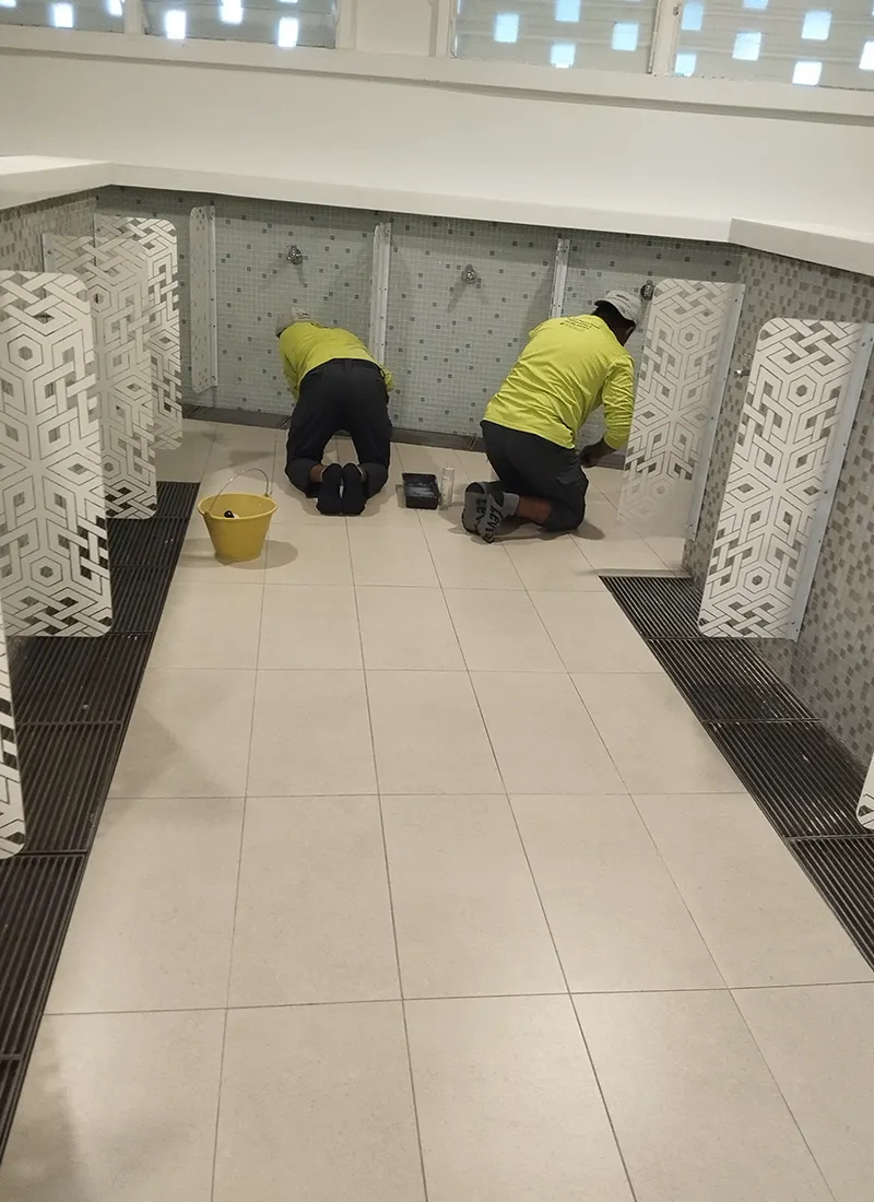 Surau Ablution Area Anti-Slip Project for IJN Hospital used hospital-grade nanotechnology waterproofing system to prevent slip risks caused by wet floors.