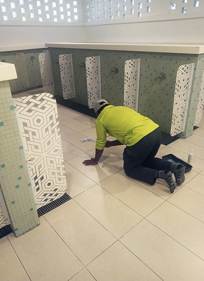 Surau Ablution Area Anti-Slip Project for IJN Hospital used hospital-grade nanotechnology waterproofing system to prevent slip risks caused by wet floors.