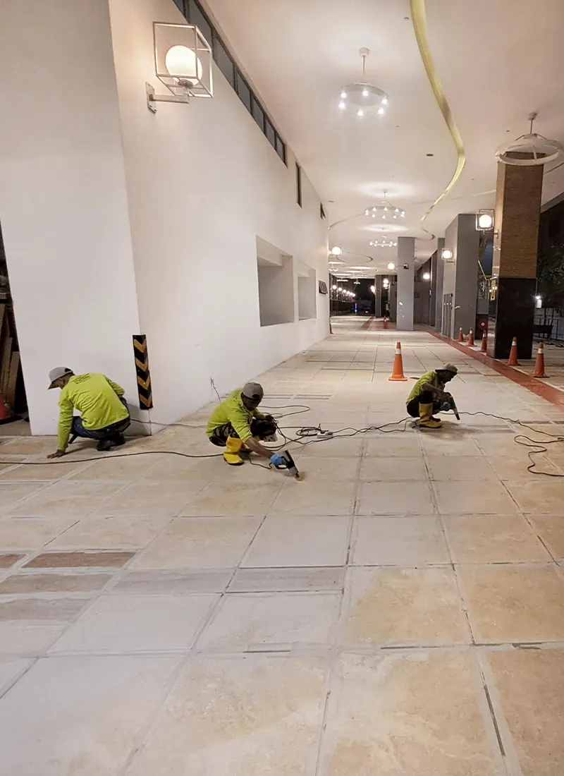 Car Entrance Walkway Anti-Slip Project for Bereavement Care Center, Nirvana KL applied Nano-G Nanotechnology Anti-Slip Coating on surfaces exposed to vehicles, puddles, rainwater, and petrol residue.