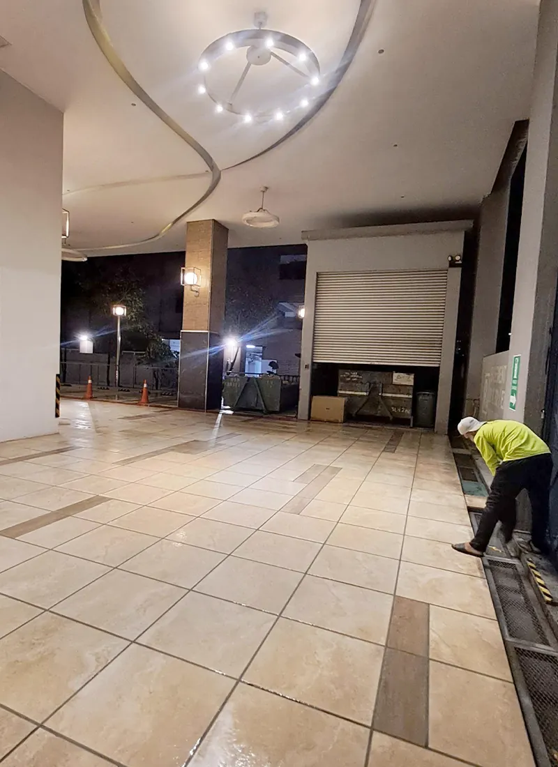 Car Entrance Walkway Anti-Slip Project for Bereavement Care Center, Nirvana KL applied Nano-G Nanotechnology Anti-Slip Coating on surfaces exposed to vehicles, puddles, rainwater, and petrol residue.