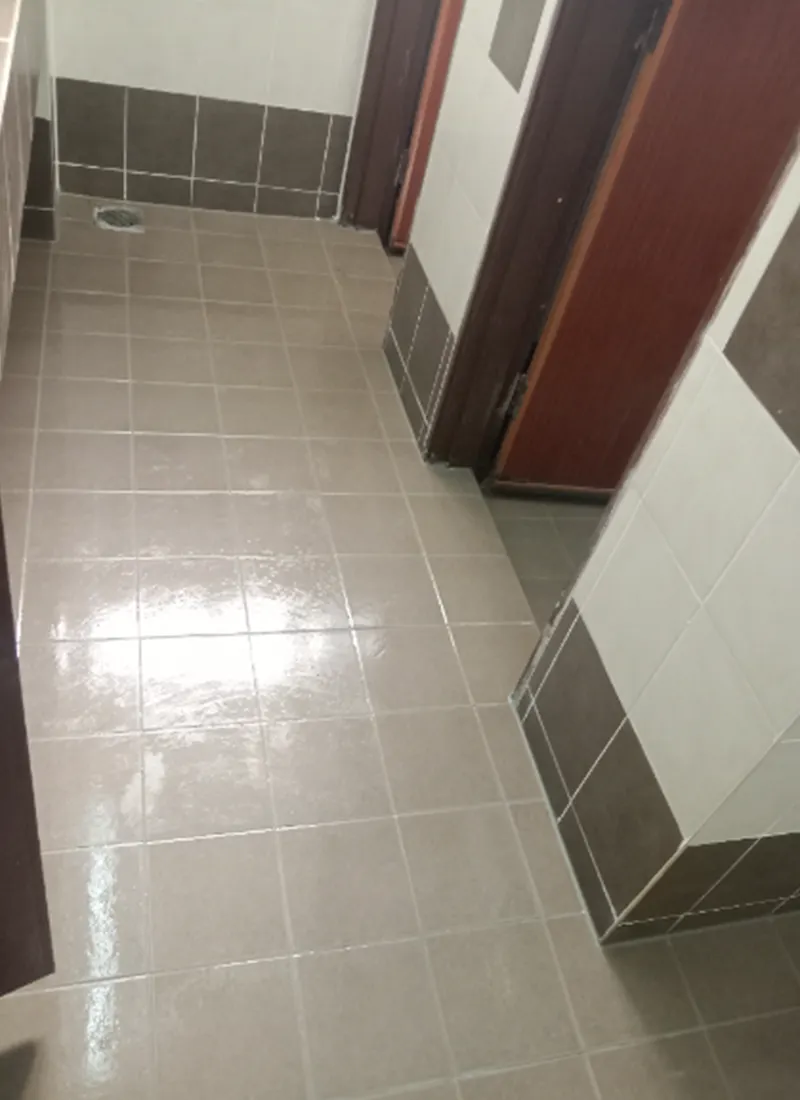Bathroom Waterproofing Project for University Pertahanan Nasional Malaysia applying waterproofing sealants to prevent water retention, mould growth, and decay in damp washrooms
