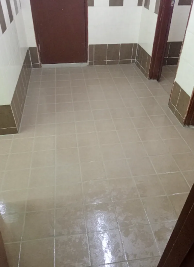 Bathroom Waterproofing Project for University Pertahanan Nasional Malaysia applying waterproofing sealants to prevent water retention, mould growth, and decay in damp washrooms