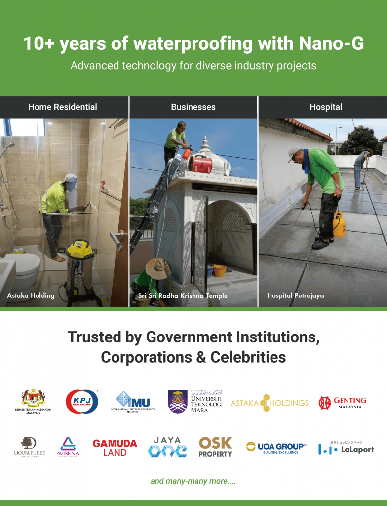 Nano-G waterproofing solutions for homes, businesses, and hospitals. Trusted by government, corporations, and celebrities.